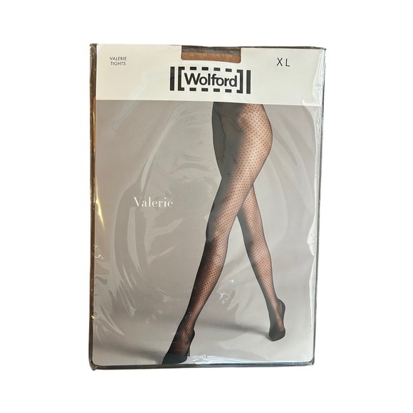 Wolford Valerie Boutique Tights Polka Dot Tan GobiSize XL